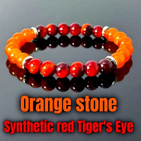 Jewelry - Orange quartz Stone Red Tiger's Eye Bracelet NWT